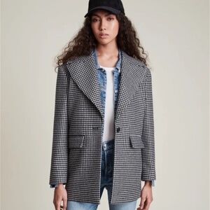 All‎ Saints Jocie Black and White Check Blazer Style Coat - Size 4